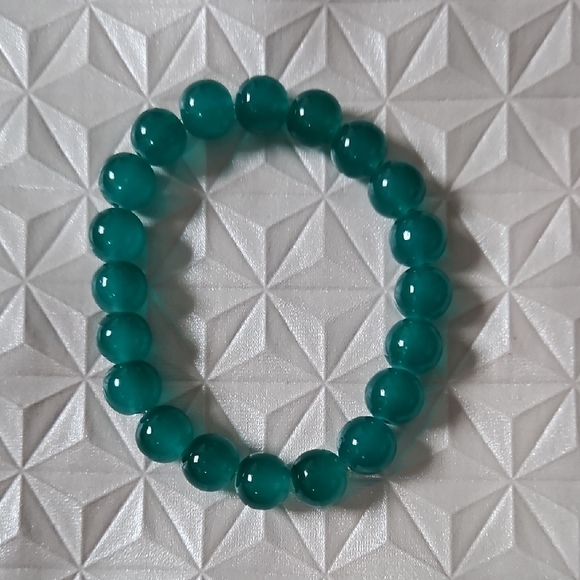 Teal Green Glass Beaded Bracelet - Picture 1 of 2